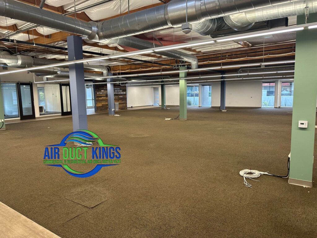 Open commercial office space during air duct cleaning
