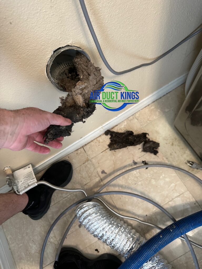 Dryer duct cleaning in a laundry room – Air Duct Kings Orange County