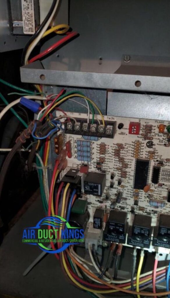 Furnace control board area during furnace cleaning